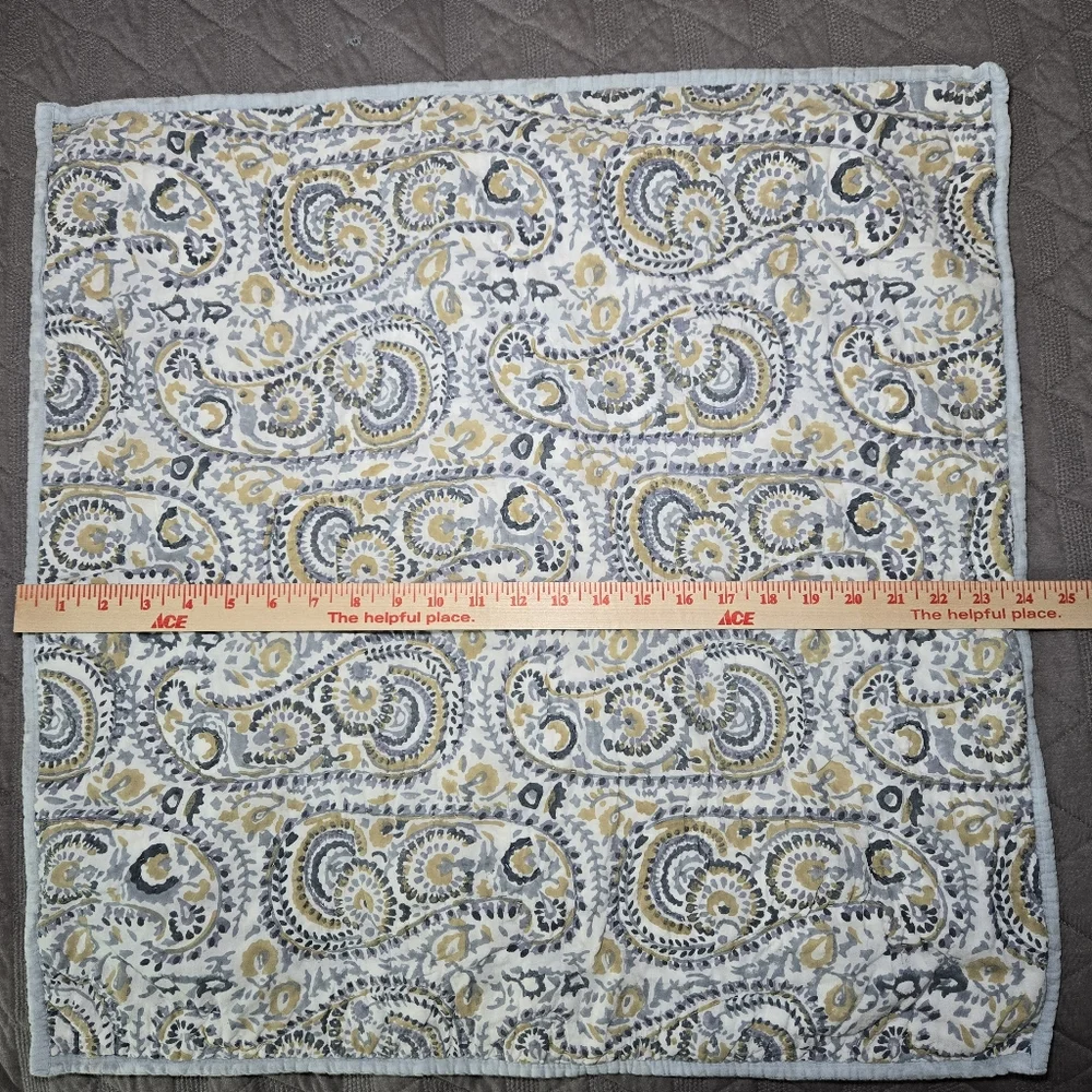 Ballard Designs Paisley Hand Blocked‎ Quilted Pillow Sham, Euro Size 100% Cotton